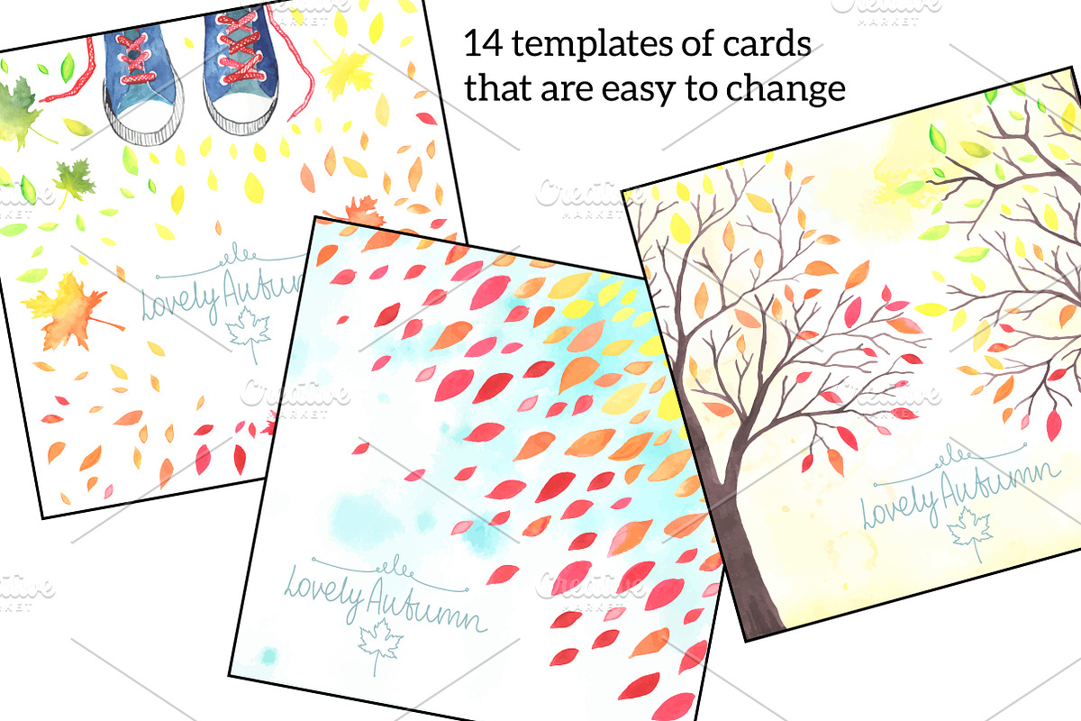 Big autumn set. Watercolor, an Object Illustration by Olga Bonitas (Photo 3 of 6)