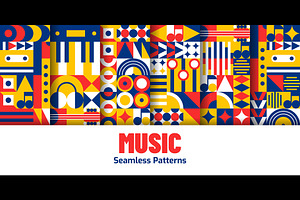Music and sound seamless patterns, a Decorative Illustration by Buch&Bee