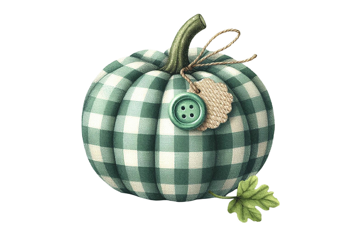 Green Gingham Autumn Clipart, an Illustration by Designking (Photo 4 of 4)