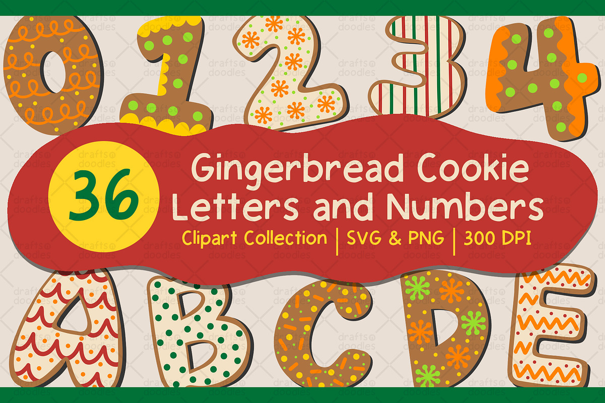Gingerbread Cookie Letters & Numbers, an Object Graphic by Drafts n Doodles (Photo 1 of 3)