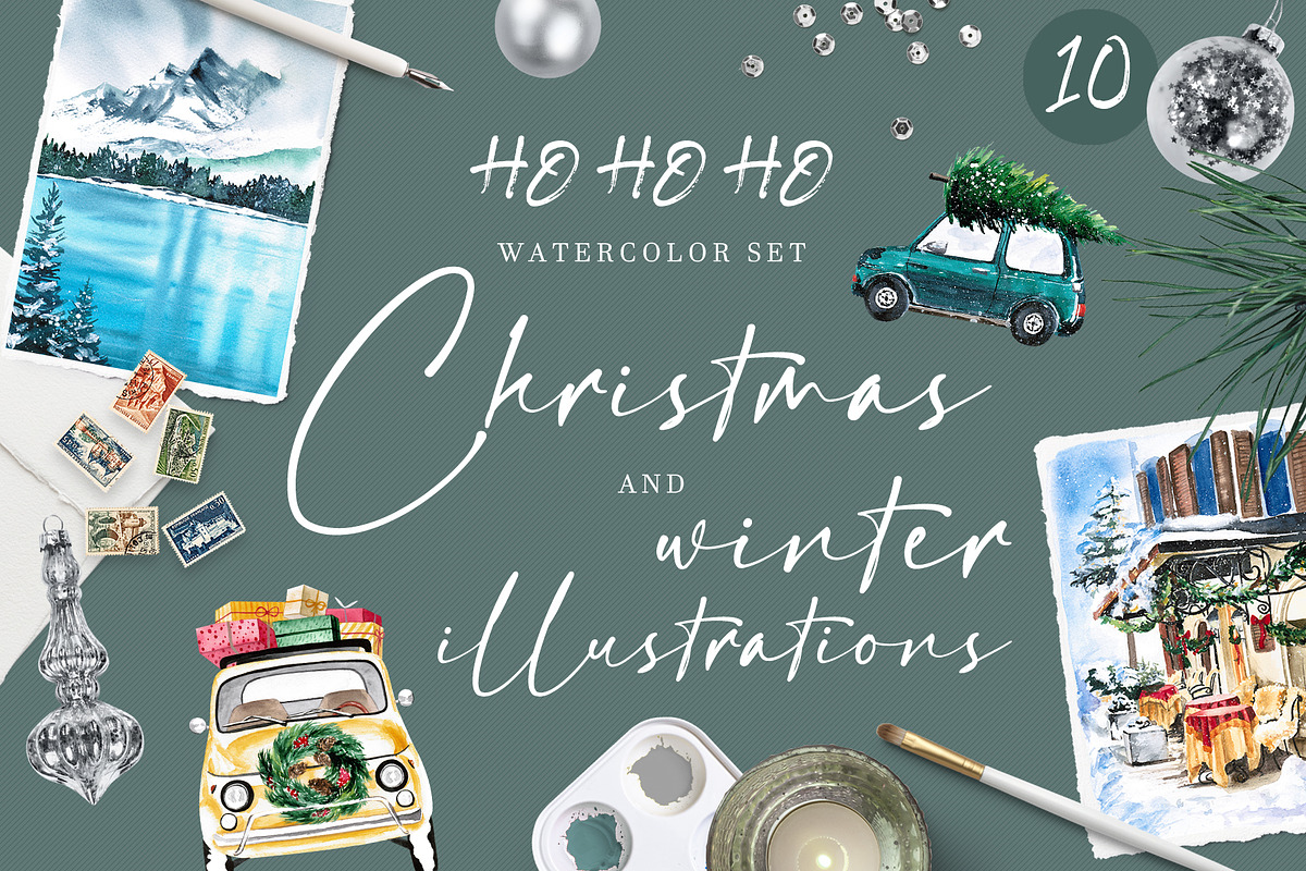 Watercolor Christmas and winter set, a Seasonal Illustration by LeriaArt watercolor (Photo 1 of 4)