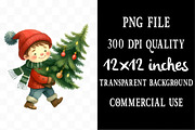 Whimsical Christmas Kid Clipart, an Illustration by Designking (Thumbnail 4 of 5)