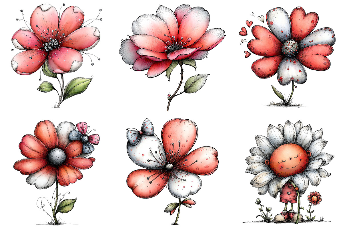 Whimsical Summer Flower Clipart, an Illustration by DreamArtGraphic (Photo 3 of 5)