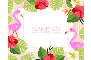 Flamingo Banner Template with Cute, an Object Illustration by TopVectors