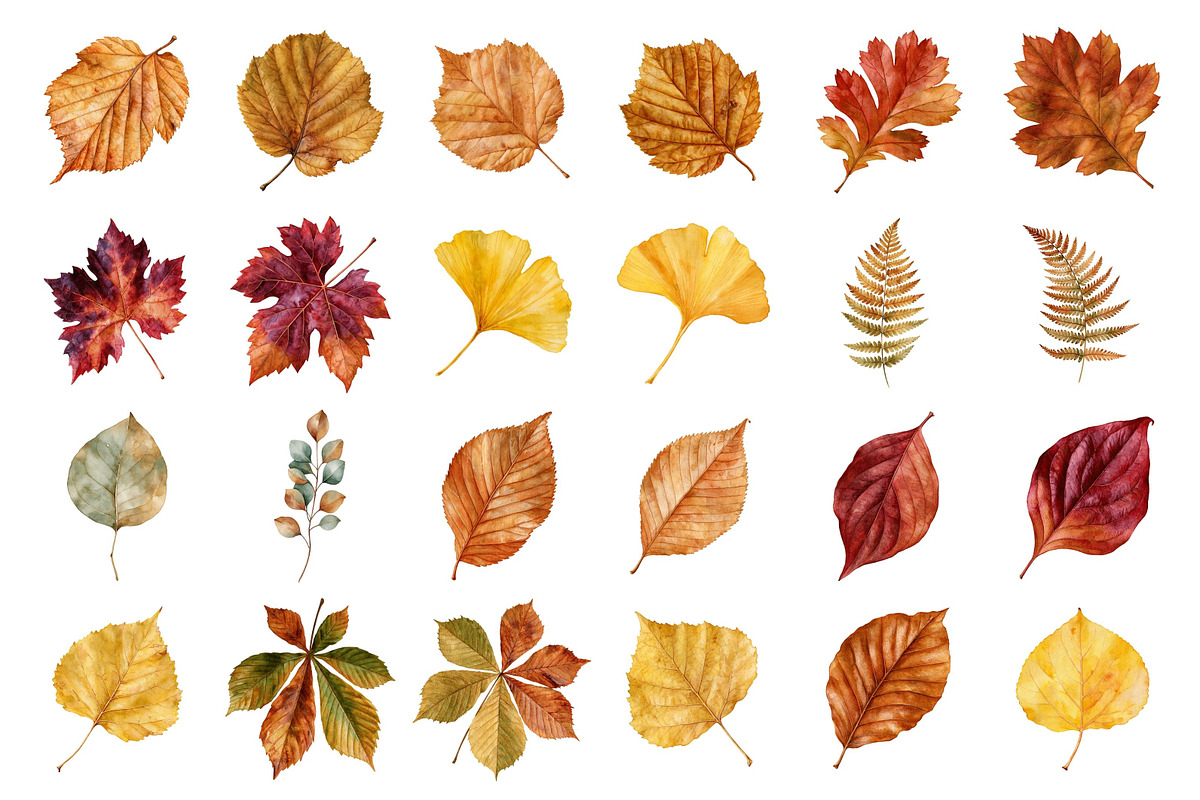 Watercolor Autumn Leaves Clipart, a Decorative Illustration by Nicolle's Colorful Art (Photo 4 of 5)