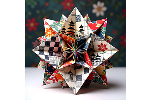 Origami 3D Paper Fold Art, a Decorative Illustration by Sharon Schwalbe
