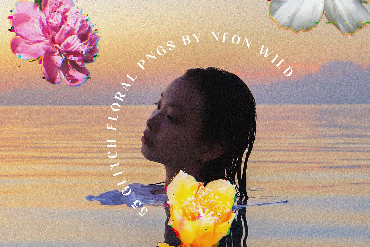 Pride Glitch Floral Collage Kit, an Object Graphic by Neon Wild (Photo 4 of 12)