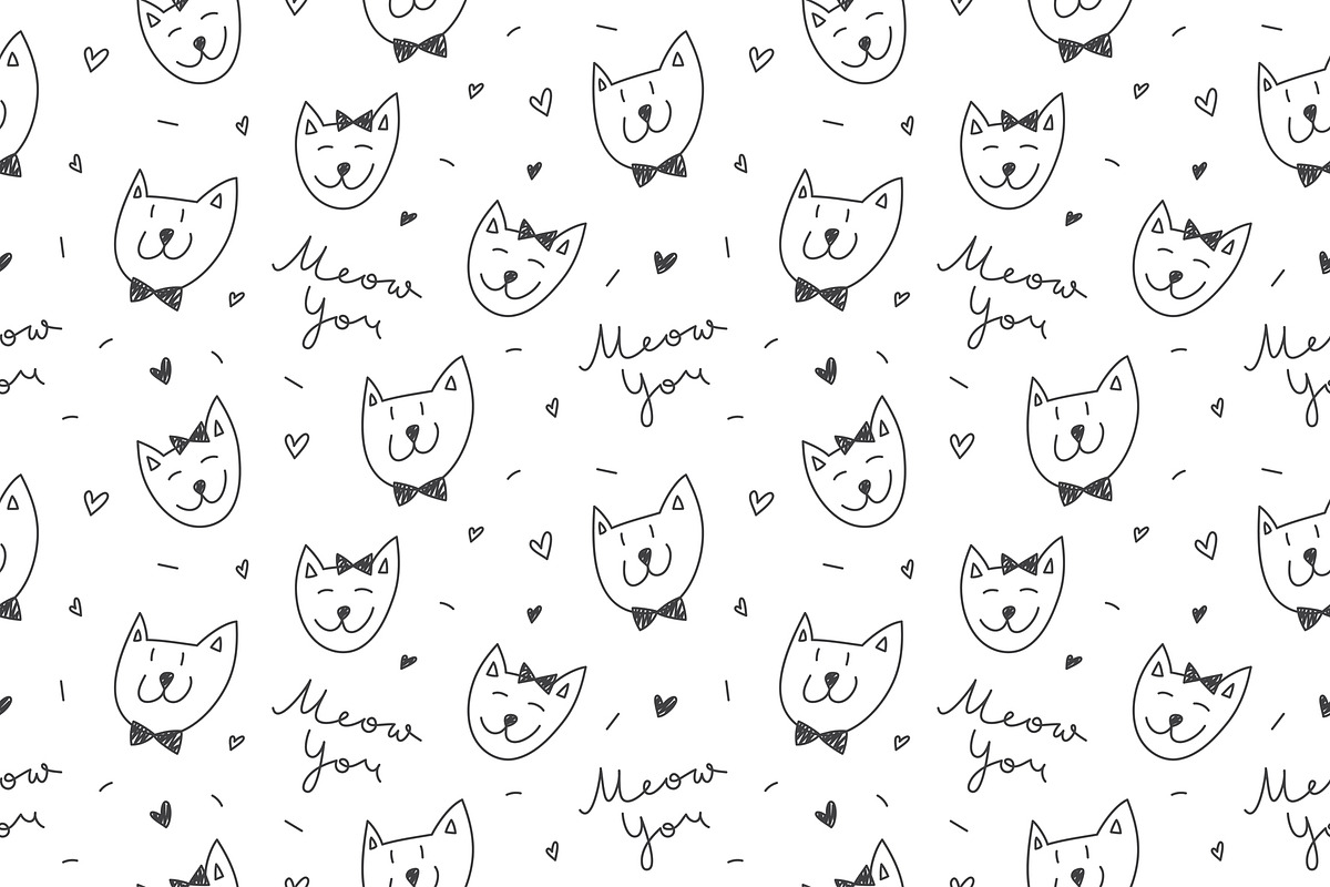 Cute cats 4 patterns, a Pattern Graphic by redcollegiya design (Photo 2 of 5)