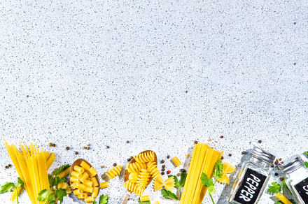 Various dried pasta set, a Food & Drink Photo by Rimma