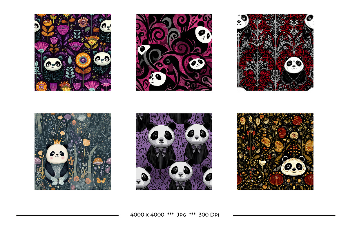 Panda Bear Retro Art Style Patterns, a Pattern Graphic by karenfoleyphoto (Photo 5 of 10)