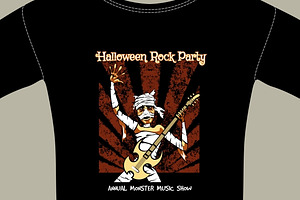 T-Shirt With Halloween Rock Music