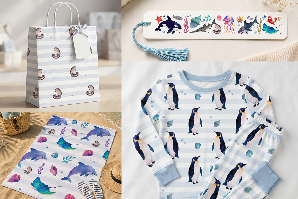 Sea Life. Watercolor Ocean Clipart, an Animal Illustration by Hanna's ArtLab (Photo 5 of 5)