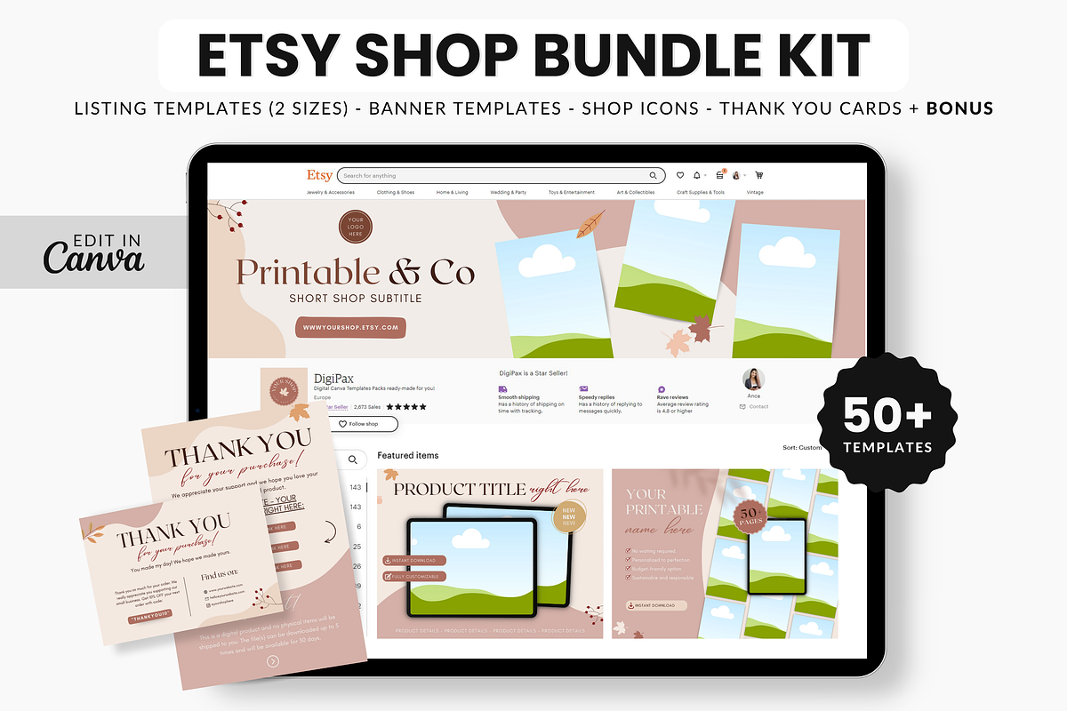 Etsy Digital Shop Templates Bundle, a Design Template by DigiPax (Photo 1 of 10)