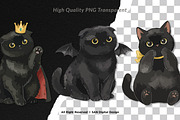 15 Bundle Watercolor Dark Cats Kiten, an Animal Illustration by Morspective (Thumbnail 2 of 8)