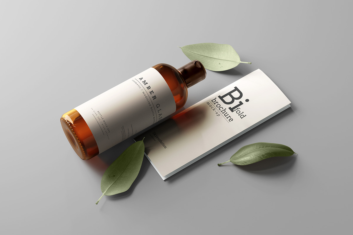 Amber Glass Bottle Mockups, a Cups & Container Mockup by pmvch (Photo 7 of 10)