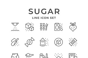 Set line icons of sugar, an Outline Icon by motorama