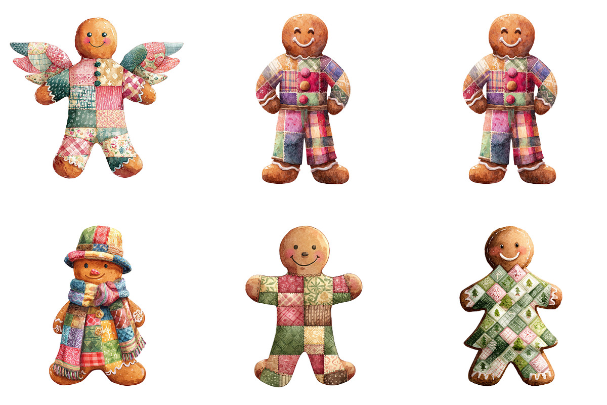 Gingerbread Man Patchwork Bundle, an Illustration by DreamArtGraphic (Photo 3 of 4)