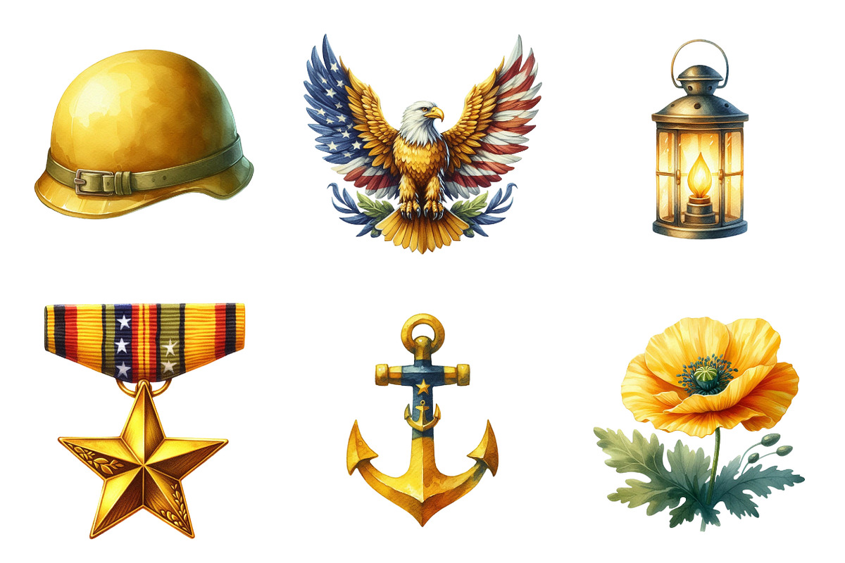 Yellow Veterans Day Clipart, a Graphic by CitraGraphics (Photo 4 of 4)
