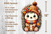 Cute Autumn Hedgehog Clipart Set, a Seasonal Illustration by V Design Creator (Thumbnail 2 of 9)