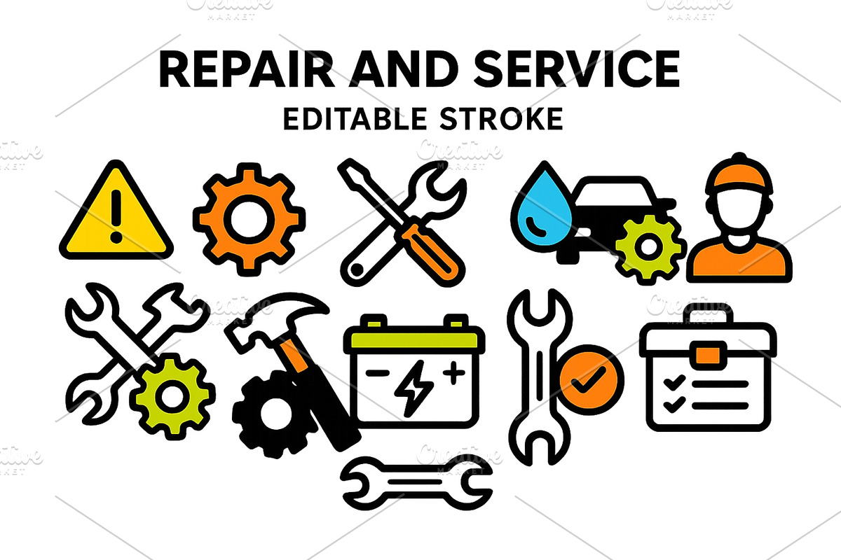 Repair and service tools and icons, an Illustration by ZinetroN