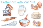 Watercolor kitchen set for baking, a Food Illustration by Olha's watercolor (Thumbnail 3 of 7)