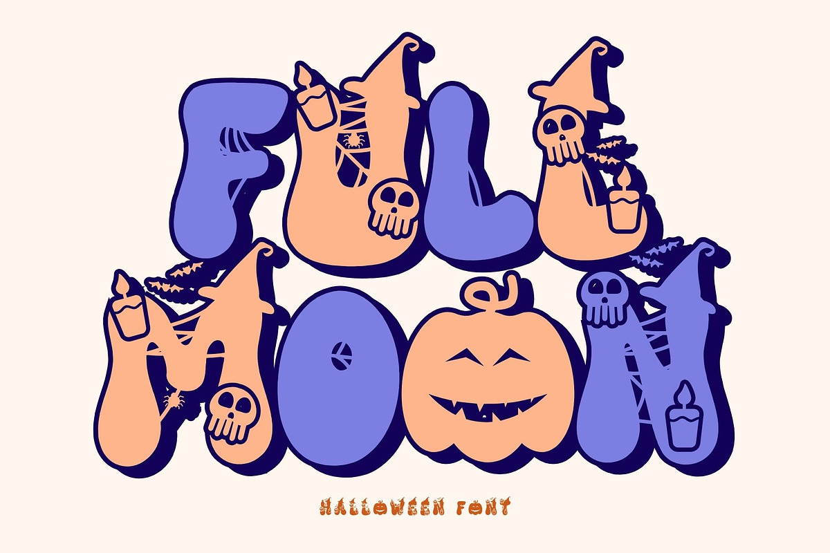 Full Moon is a cool Halloween font, a Handwritten Font by Brown Cupple (Photo 1 of 6)