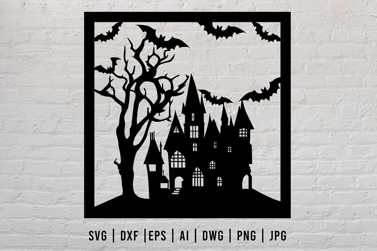 Laser Cut Halloween Haunted Castle, a Graphic by HillTract