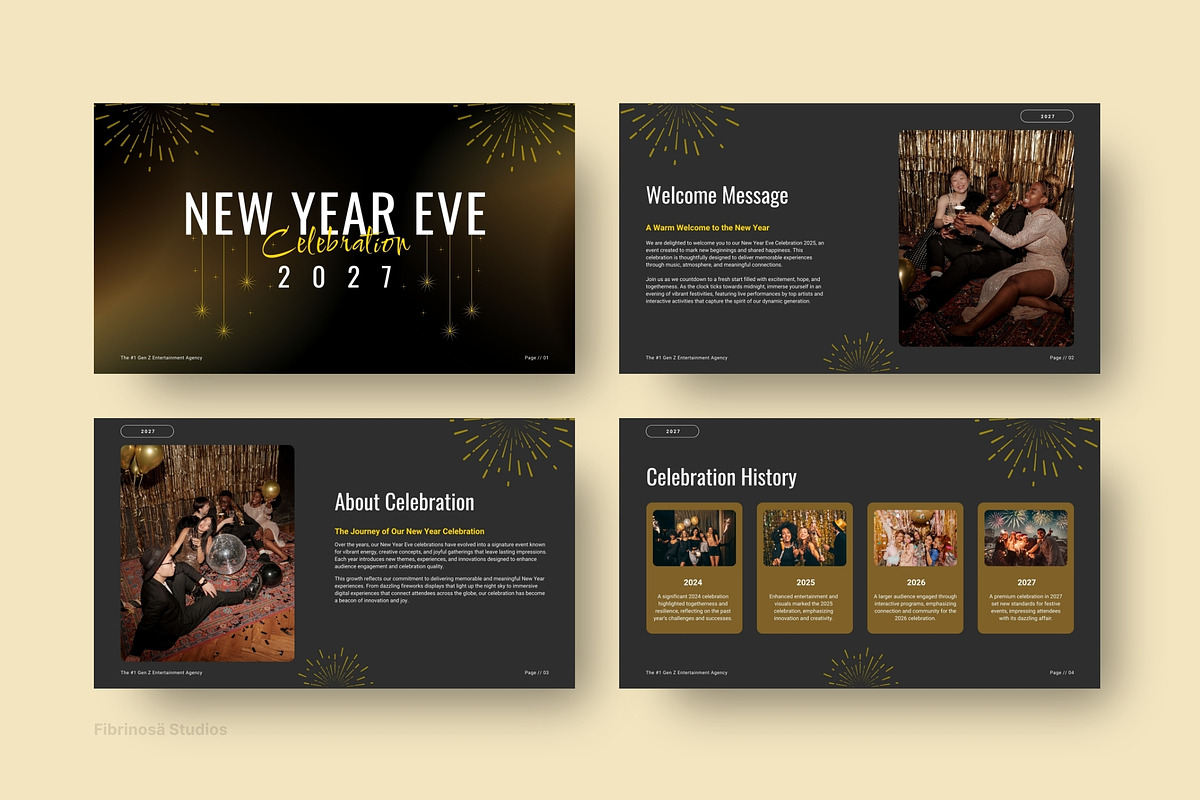 Black Gold Happy New Year 2027, a Presentation Template by FIBRINOSÄ (Photo 2 of 6)