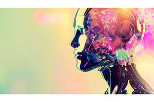 Abstract futuristic female figure, a Technology Illustration by Lermont51