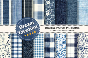Blue Denim Seamless Digital Paper, a Texture Graphic by Dream Creation