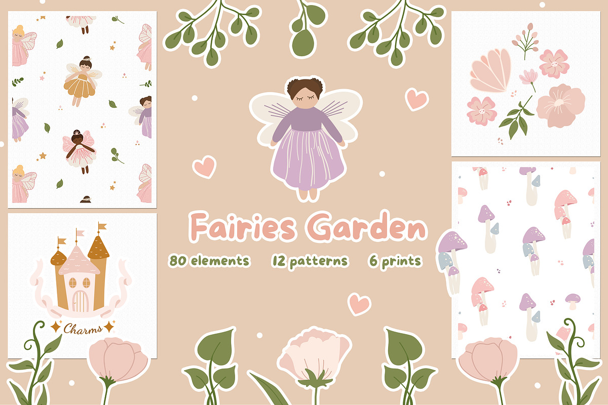 Magical Fairy Garden - Kids clipart, an Animal Illustration by JT_Design_Art (Photo 1 of 9)