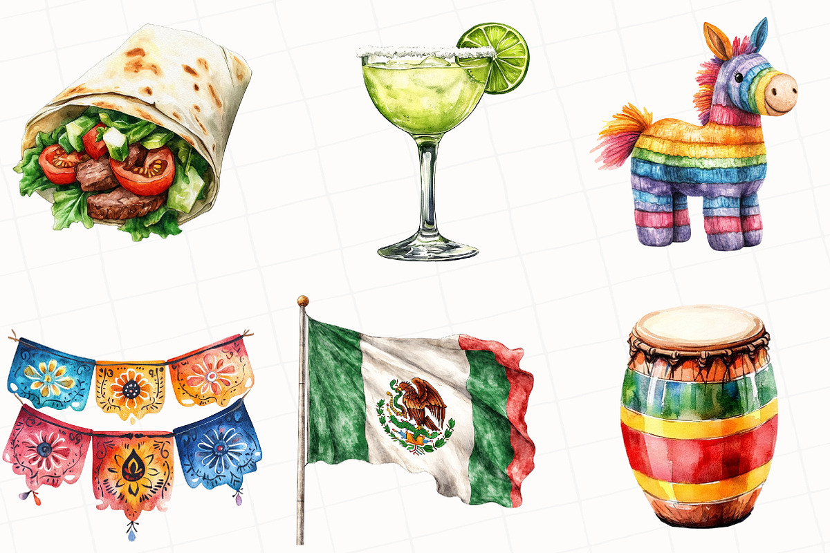 Watercolor Cinco De Mayo Clipart, an Illustration by OK Design (Photo 2 of 5)