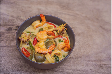 Thai food chicken green curry on, a Food & Drink Photo by Elizaveta Galitskaya