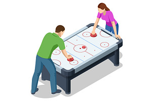 Air Hockey Table. Isometric air, a Person Illustration by Golden Sikorka