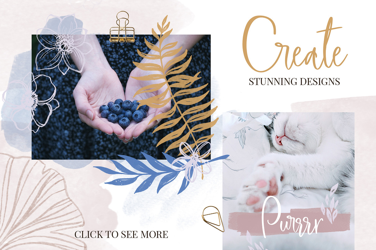 Blooming watercolor brushes set preview 6
