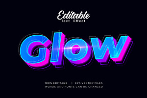 Typography Text Effect In Glow Neon