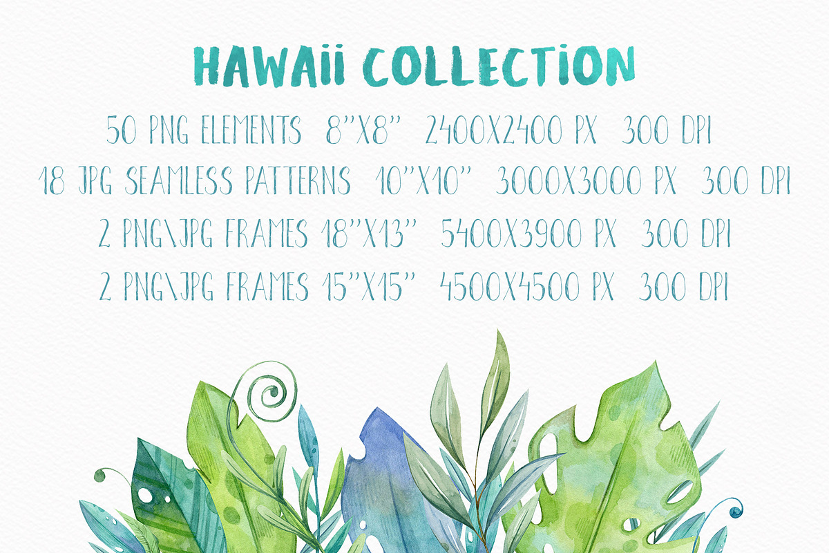 Hawaii Tropic set | 76 elements |, a Decorative Illustration by Aquarellka (Photo 3 of 7)