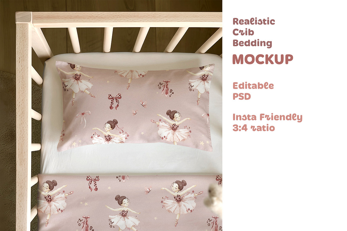 Realistic Crib Bedding Mockup, a Household Mockup by Brzozowska (Photo 1 of 8)
