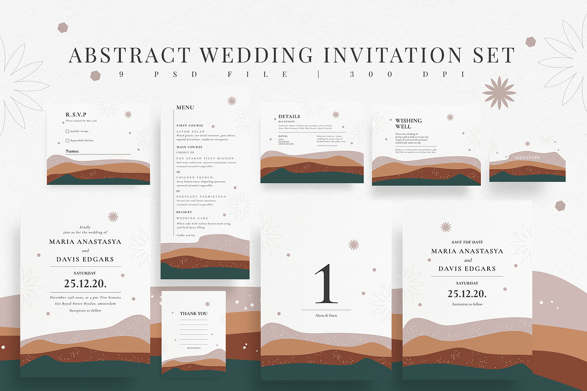 Abstract Wedding Invitation Set, an Invitation Template by Azka Creative (Photo 1 of 4)