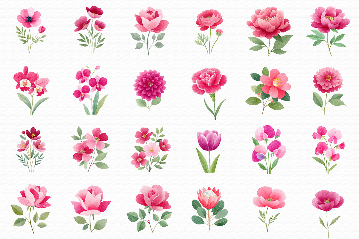 Watercolor Burgundy Flowers Png, an Illustration by Libby Wishes (Photo 2 of 6)