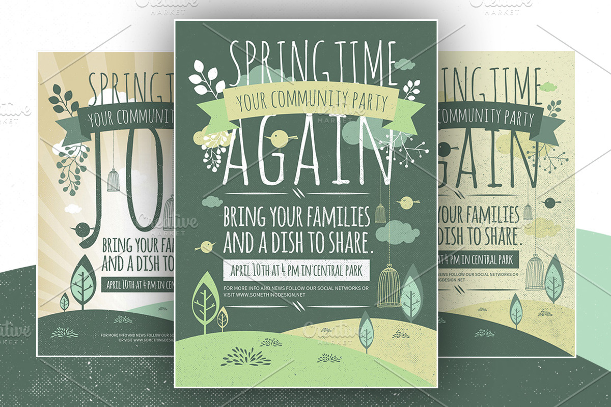 6 Spring Flyers Vector Print, a Flyer Template by DesignSomething