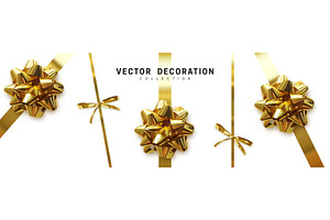 Gold Gift bows with ribbons