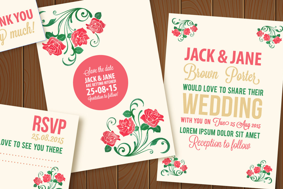 Wedding Invitation Vector Watercolor, an Invitation Template by mnke art studio (Photo 2 of 2)