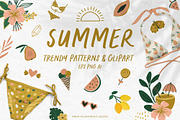 Summer pattern & clipart, a Background Graphic by Cozy pattern shop (Thumbnail 1 of 6)