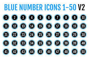 Blue Number Icons 1-50 V2