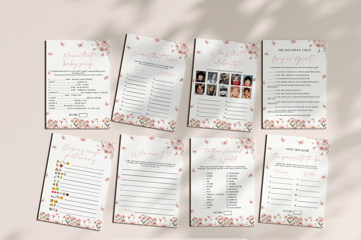 Editable Butterfly Baby Shower Games, an Invitation Template by Digital_Mind (Photo 2 of 9)