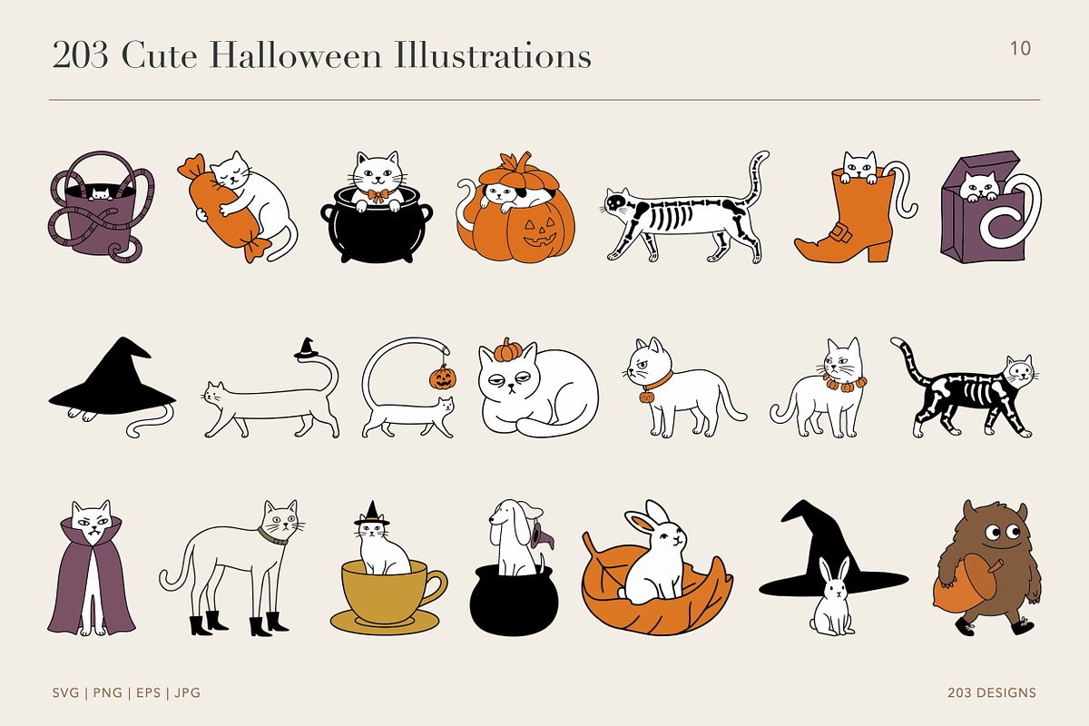 203 Cute Halloween Illustrations, a Seasonal Illustration by designvectx (Photo 11 of 11)