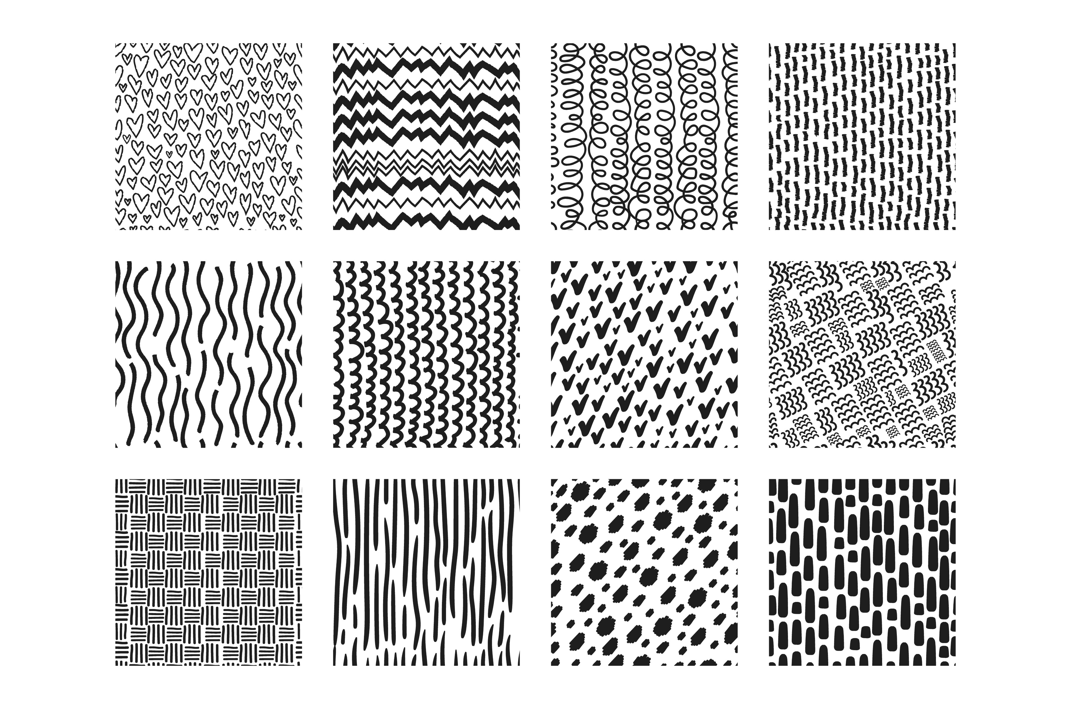 Cute hand drawn seamless patterns | Decorative Illustrations ~ Creative ...