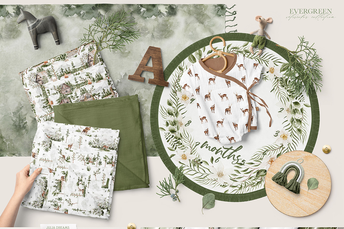 Evergreen Watercolor Forest, an Animal Illustration by Julia Dreams (Photo 3 of 10)