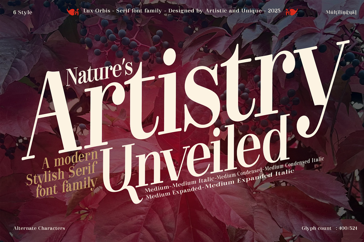 Lux Orbis - Serif font family, a Font by Artistic & Unique (Photo 9 of 15)